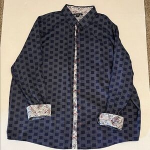 Claiborne Navy and Black Checkered Shirt
